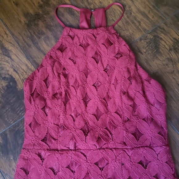 Charlotte Russe Red Lace Halter Dress - Picture 2 of 6